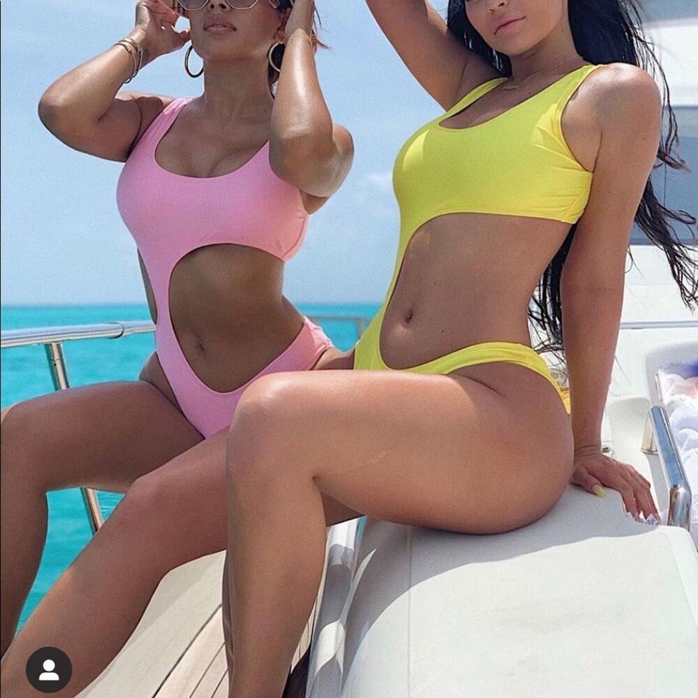 Mint Swim One Piece Cut Out Swimsuit in Pale Pink